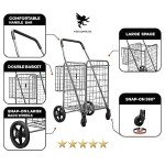 Silver Double Basket Folding Cart with Swivel Wheels