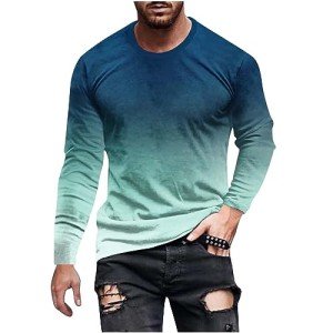 Men's Casual Gradient Long Sleeve Pullover Tee