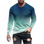 Men's Casual Gradient Long Sleeve Pullover Tee