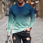 Men's Casual Gradient Long Sleeve Pullover Tee