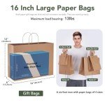 Bulk 100-Pcs Brown Paper Gift Bags with Handles