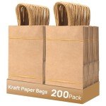 200 Pack Brown Paper Gift Bags with Handles