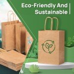 200 Pack Brown Paper Gift Bags with Handles