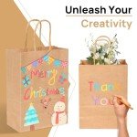 200 Pack Brown Paper Gift Bags with Handles