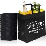 Eco-Friendly Reusable Large Shopping Bags - 50 Pack
