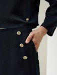 Silk Wide Leg Trousers with Concealed Zip - Midnight Blue