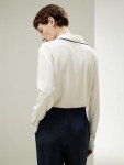 Silk Blouse with Semi-Fixed Collar and Stripes