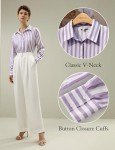 Silk Blouse for Women - Lavender Pinstripe Design