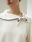 Silk Blouse with Semi-Fixed Collar and Stripes