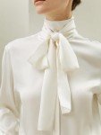Elegant Silk Blouse with Bow Tie Neckline