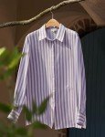 Silk Blouse for Women - Lavender Pinstripe Design