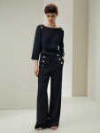 Silk Wide Leg Trousers with Concealed Zip - Midnight Blue