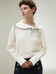 Silk Blouse with Semi-Fixed Collar and Stripes