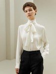 Elegant Silk Blouse with Bow Tie Neckline