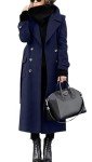 Chouyatou Women's Casual Winter Wool Coat - Navy