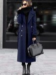 Chouyatou Women's Casual Winter Wool Coat - Navy