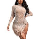 AI-Enhanced Women's Mini Dress with Rhinestone Detail