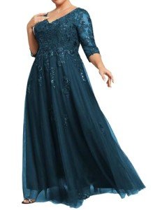 Teal Blue Plus Size Mother of the Bride Dress