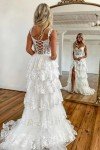 AI-Enhanced Spaghetti Strap Tiered Evening Dress