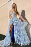 AI-Enhanced Spaghetti Strap Tiered Evening Dress