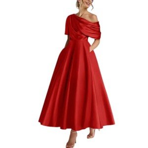 AI-Powered Fashion: Elegant Red Formal Dress for Women