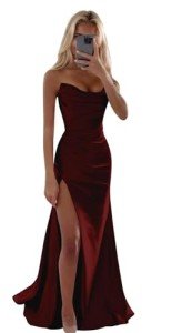 AI-Enhanced Burgundy Strapless Mermaid Dress for 2025