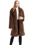 Winter Leopard Print Faux Fur Trench Coat for Women