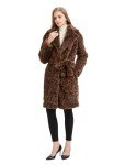 Winter Leopard Print Faux Fur Trench Coat for Women
