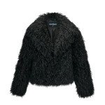 AI-Powered Women’s Burgundy Shaggy Cropped Jacket