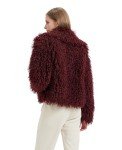AI-Powered Women’s Burgundy Shaggy Cropped Jacket