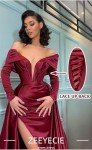 Elegant Off-Shoulder Burgundy Satin Evening Gown