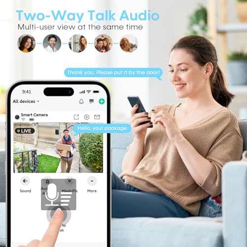 AMTIFO Wireless AI Security Camera - 2K, 360° Detection