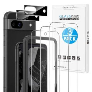 OMOTON 3 Glass Screen Protectors + 2 Camera Lens Protectors
