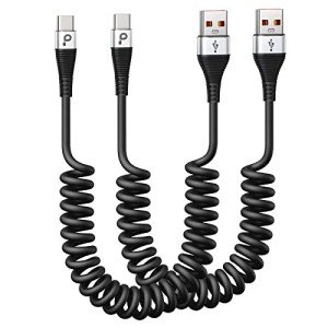 Fast Charging 3ft Coiled USB-C Cable 2-Pack