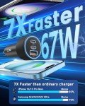 67W 3-Port Super Fast USB-C Car Charger