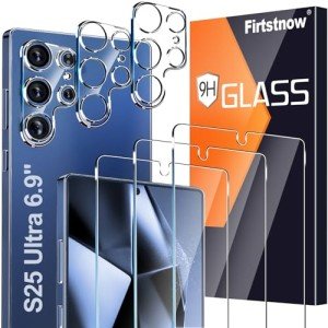3 Pack Glass Screen & Lens Protectors for Galaxy S25 Ultra