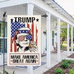 Jauageon Trump 2024 Garden Flag Take America Back Garden Flag MAGA Vertical Double Sided Rustic Farmland Burlap Yard Lawn Outdoor Decor 12.5x18"