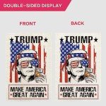 Jauageon Trump 2024 Garden Flag Take America Back Garden Flag MAGA Vertical Double Sided Rustic Farmland Burlap Yard Lawn Outdoor Decor 12.5x18"