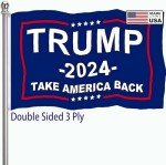 Trump Won Flag Save America Trump 2024 Flag Trump Made in USA Double Sided 3 Ply Take America Back Heavy Duty President Trump Win Flags for Outside with 2 Brass Grommets Fade Resistant for Indoor Outdoor Garden Flags
