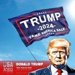 Trump Won Flag Save America Trump 2024 Flag Trump Made in USA Double Sided 3 Ply Take America Back Heavy Duty President Trump Win Flags for Outside with 2 Brass Grommets Fade Resistant for Indoor Outdoor Garden Flags