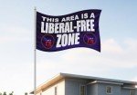 This Area Is a Liberal Free Zone - Anti Conservative Yard Garden Flag 3x5 Ft Polyester- Single Sided Tapestries Cool Posters Republican Political Rebel Flags Confederate or Man Cave Room Banner
