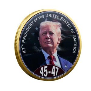 Donald Trump Gold Plated Coin – Seal of The President Challenge Coin,Trump 2024 Coins, Trump Fighting Coin, President Trump Gift, 47th President Coin