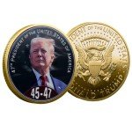 Donald Trump Gold Plated Coin – Seal of The President Challenge Coin,Trump 2024 Coins, Trump Fighting Coin, President Trump Gift, 47th President Coin