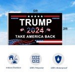 Trump 2024 Take America Back Flags 3x5 Outdoor Made in USA-Trump 2024 Flag for Outside with 2 Brass Grommets UV protection Fade Resistant for Indoor Outdoor
