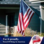 Thicken American Flag for Outside, 3x5 100% in USA High Wind, Outdoor Heavy Duty with Embroidered Stars, 420D Nylon US Flag with Sewn Stripes Brass Grommets Outside All Weather