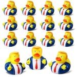12 Pcs Donald Trump Rubber Ducks, Funny Trump Duckies, President Memorial and Patriotic Theme Baby Bath Toy, Jeep Ducking Gifts for Kids Adults, Car Dashboard Decorations, Summer Party Favor