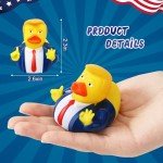 12 Pcs Donald Trump Rubber Ducks, Funny Trump Duckies, President Memorial and Patriotic Theme Baby Bath Toy, Jeep Ducking Gifts for Kids Adults, Car Dashboard Decorations, Summer Party Favor