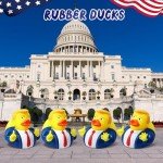 12 Pcs Donald Trump Rubber Ducks, Funny Trump Duckies, President Memorial and Patriotic Theme Baby Bath Toy, Jeep Ducking Gifts for Kids Adults, Car Dashboard Decorations, Summer Party Favor