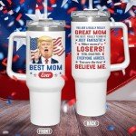 wowcugi Mom Trump Tumbler with Handle 40oz, Gifts for Mom from Daughter Son, Stainless Steel Insulated Tumblers Coffee Travel Mug Cup, Best Moms Gift for Birthday Christmas Mothers Day