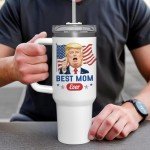 wowcugi Mom Trump Tumbler with Handle 40oz, Gifts for Mom from Daughter Son, Stainless Steel Insulated Tumblers Coffee Travel Mug Cup, Best Moms Gift for Birthday Christmas Mothers Day